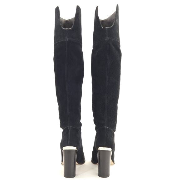 Michael Kors Regina Over the Knee Boot 7.5M Black Suede Block Heel Pull On 3.5"H - Picture 4 of 9